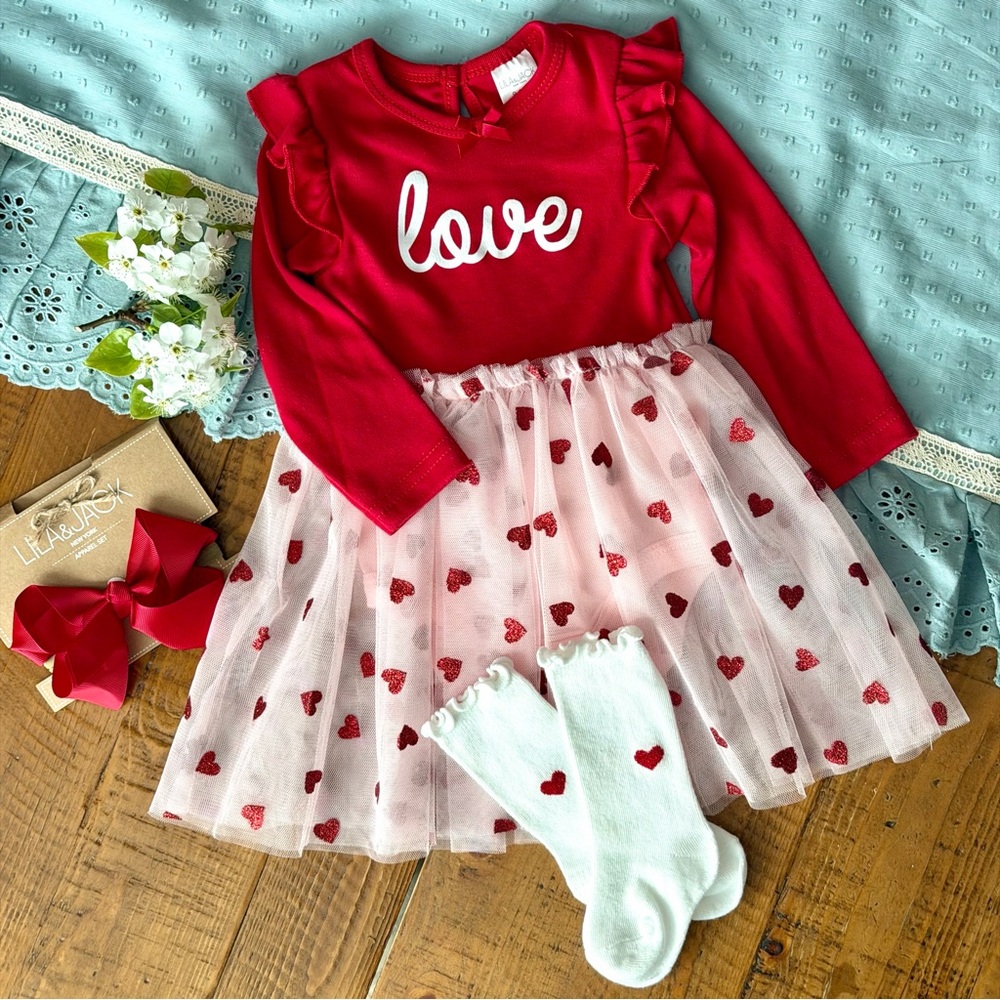 Cute New Baby Girl Outfit/Dress, White Socks and headband